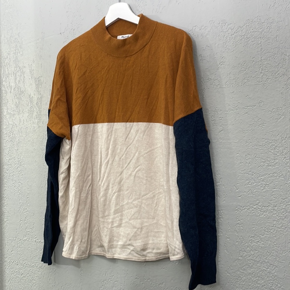 Madewell - Size XXL Colorblock Ashbury Mockneck Sweater MC029 - Picture 4 of 10